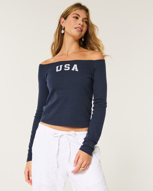 OFF SHOULDER USA TOP
